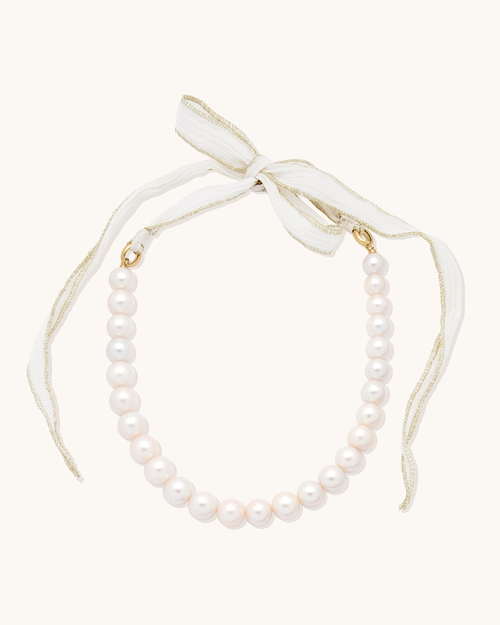 White Silk Bow Necklace