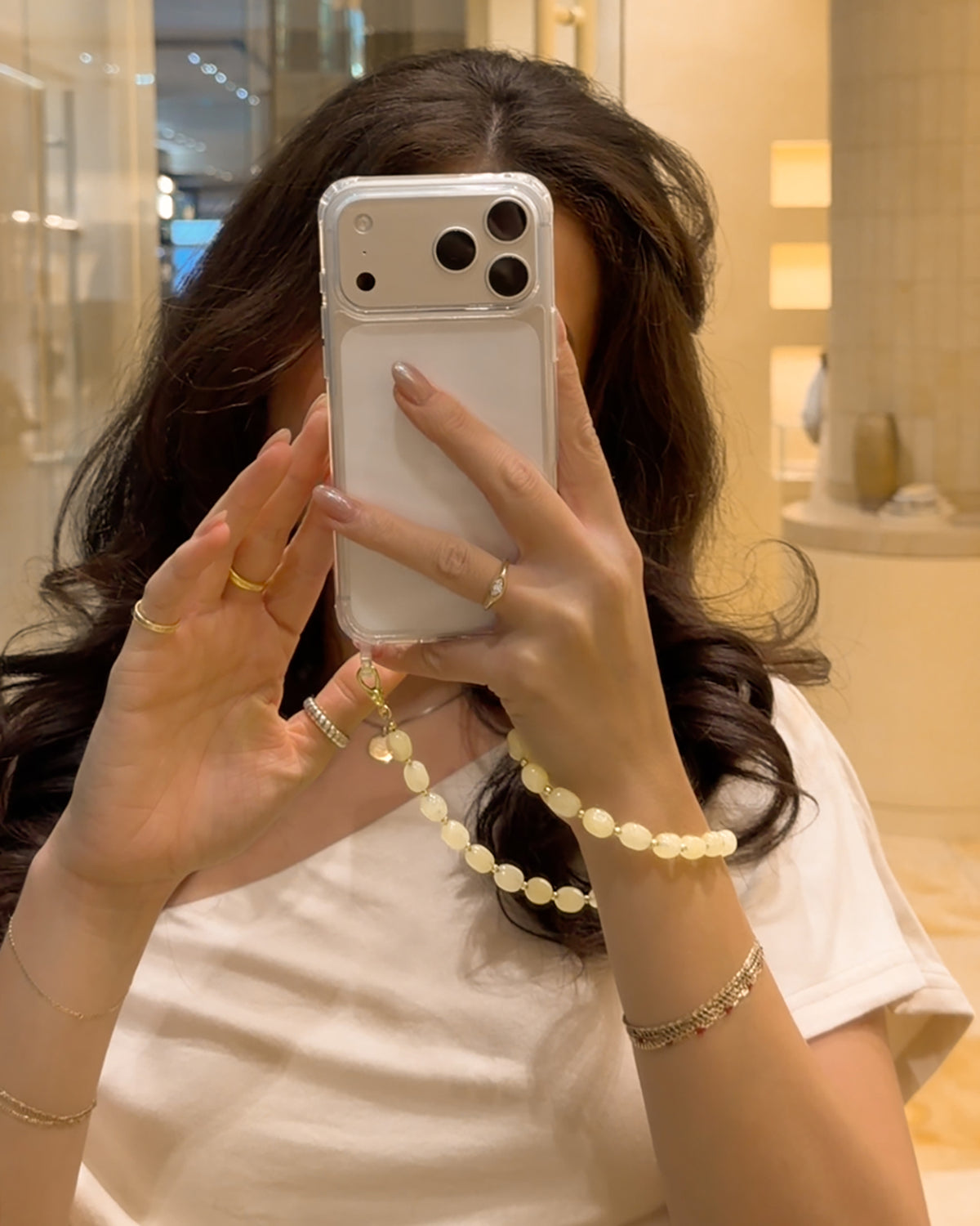 Yellow Jade Pebble Phone Wristlet