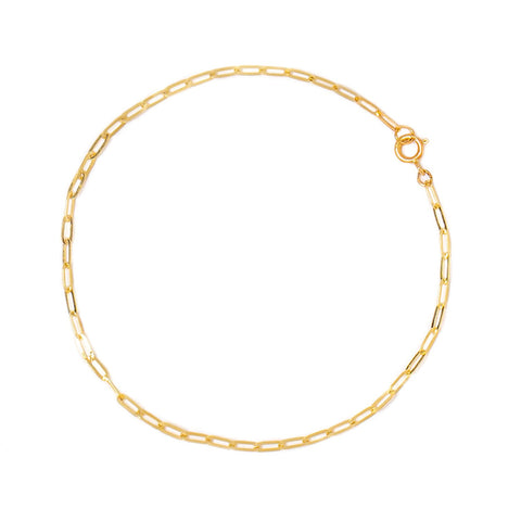 Flat Drawn Cable Anklet | Solid 14k Gold