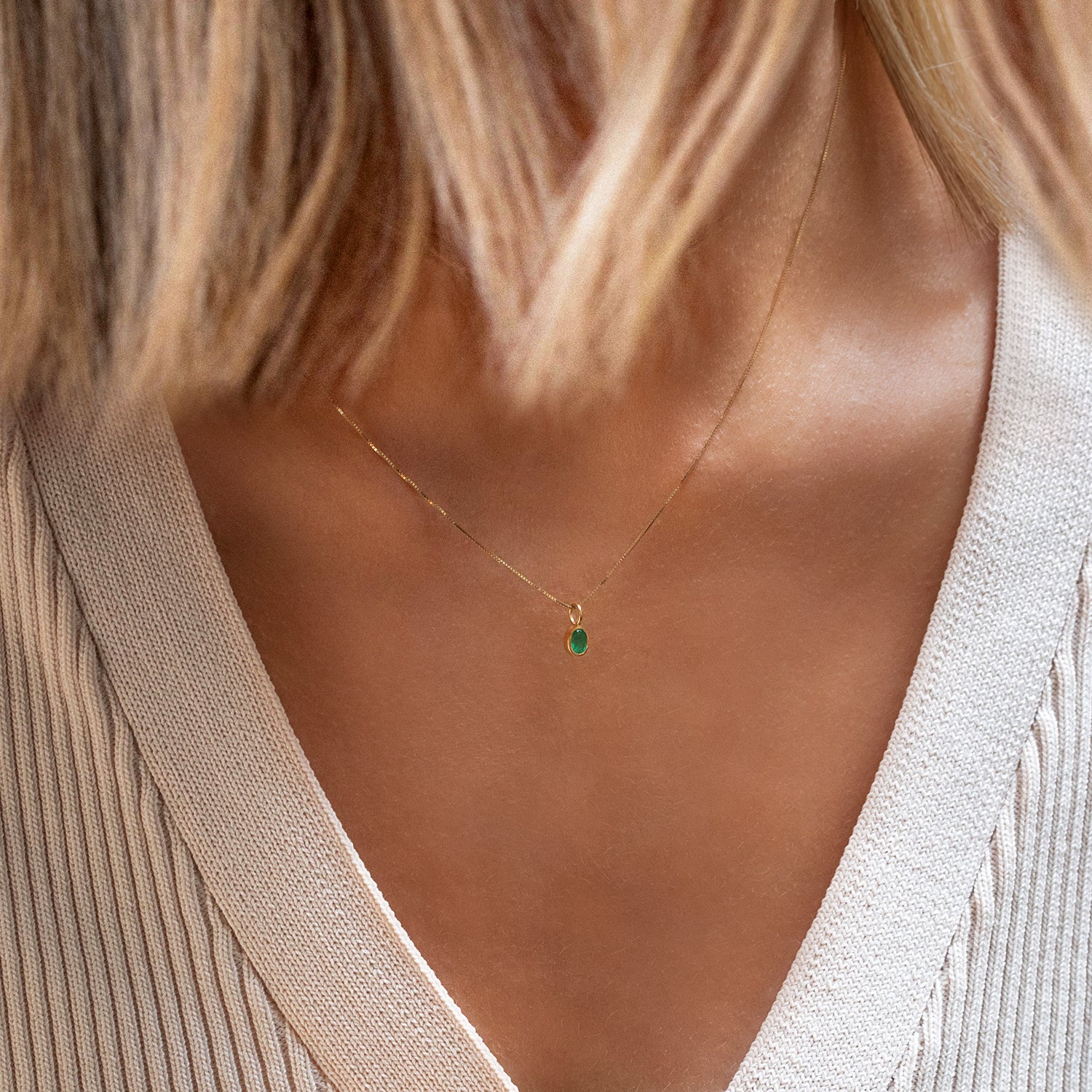 Petite Oval Emerald Necklace