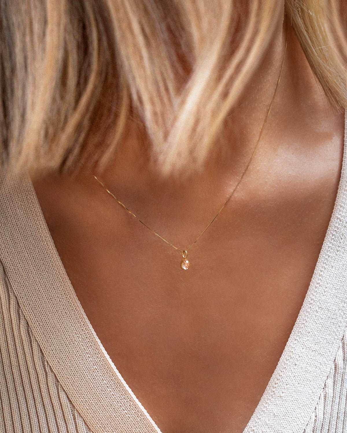 Petite Oval Moonstone Necklace