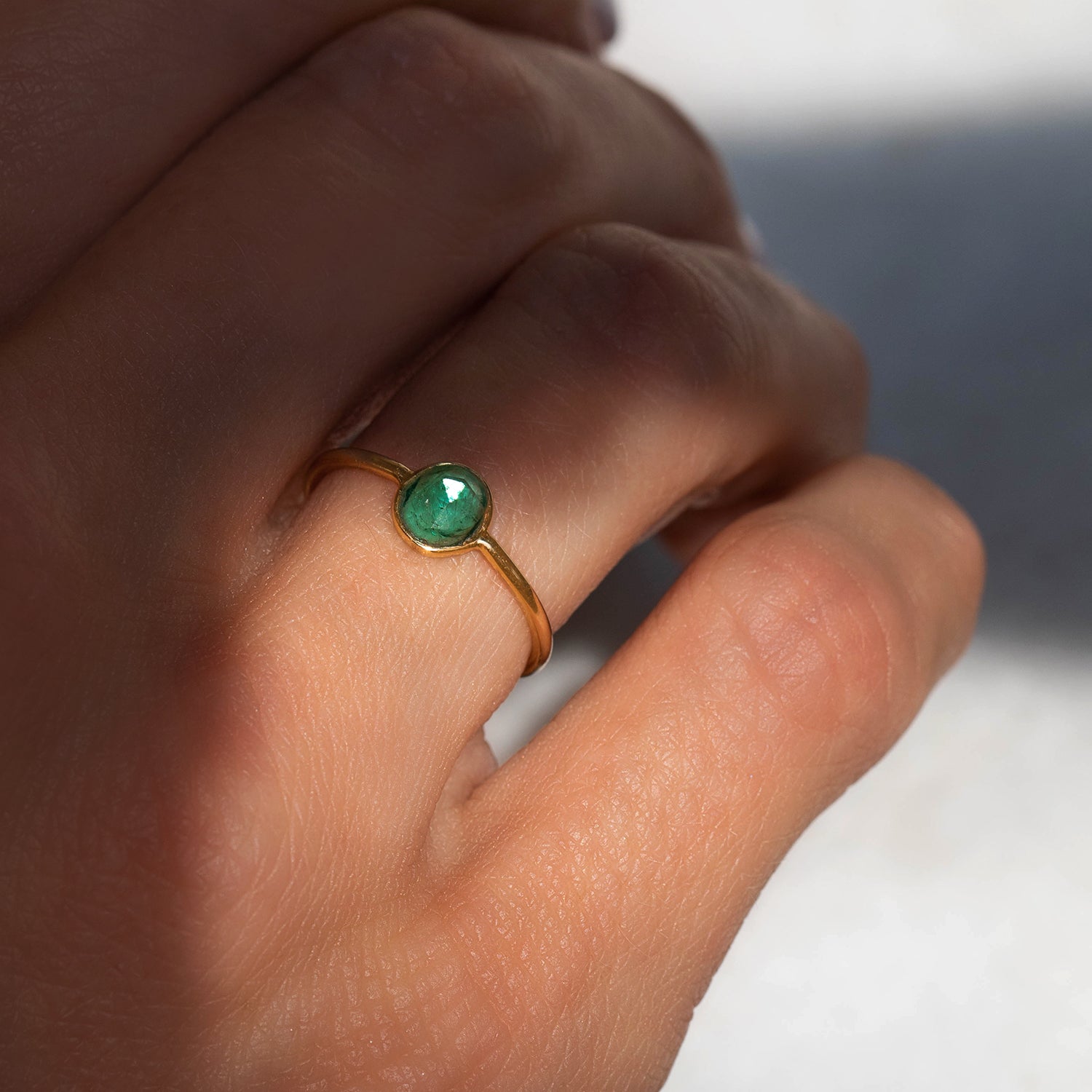 Emerald Rosecut Ring
