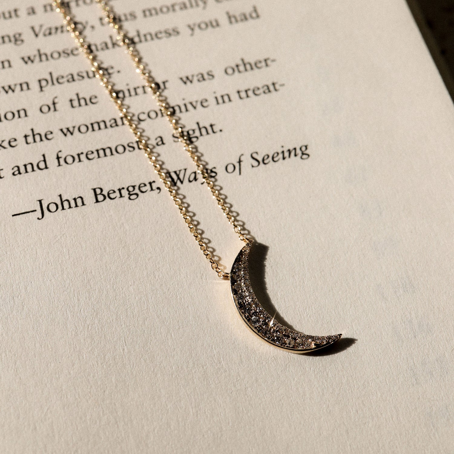 Pave Crescent Diamond & 14K Necklace