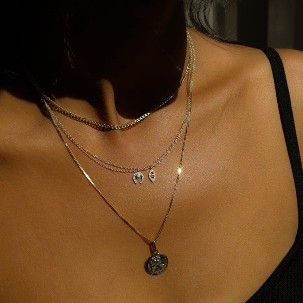 Evil Eye Necklace | Solid 14k Gold, Sapphire & Diamond
