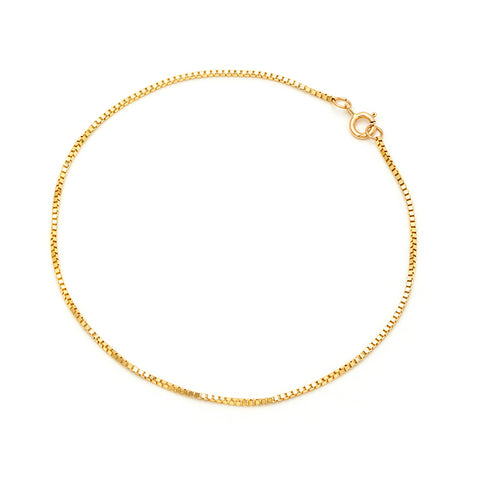 Box Chain Anklet | Solid 14k Gold