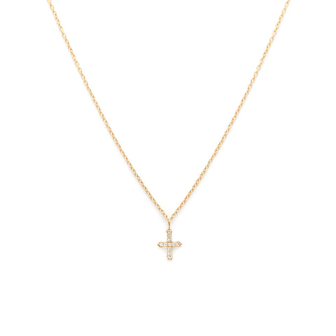 Cross Necklace | Solid 14k Gold & Diamond