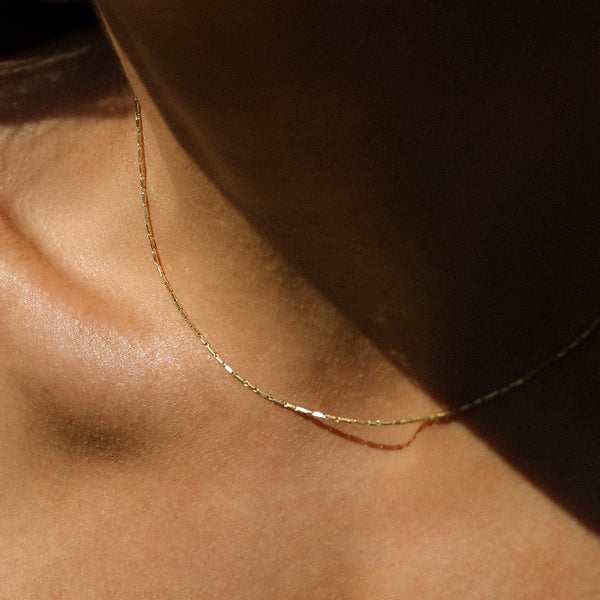 Golden Line Chain Necklace | Solid 14k Gold