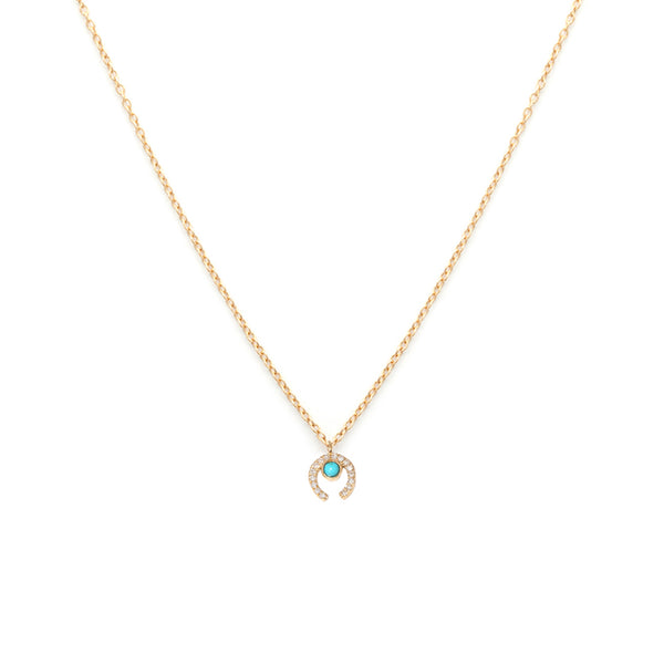 Luck Necklace | 14k Gold, Turquoise & Diamond