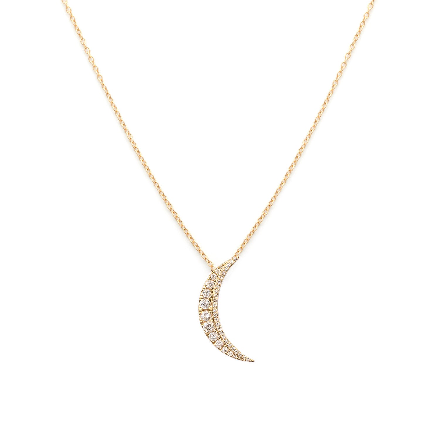 Pave Crescent Diamond & 14K Necklace