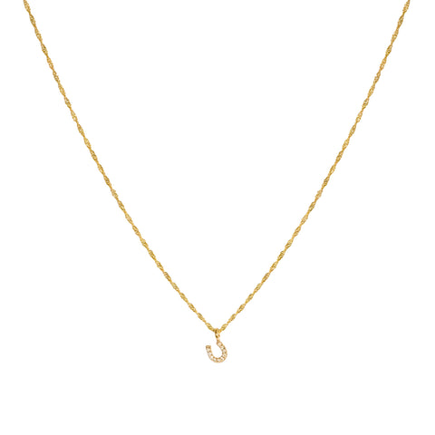 Tiny Horseshoe Necklace | 9k Gold & Diamond