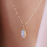 Cabochon Necklace | 14k Gold & Opal