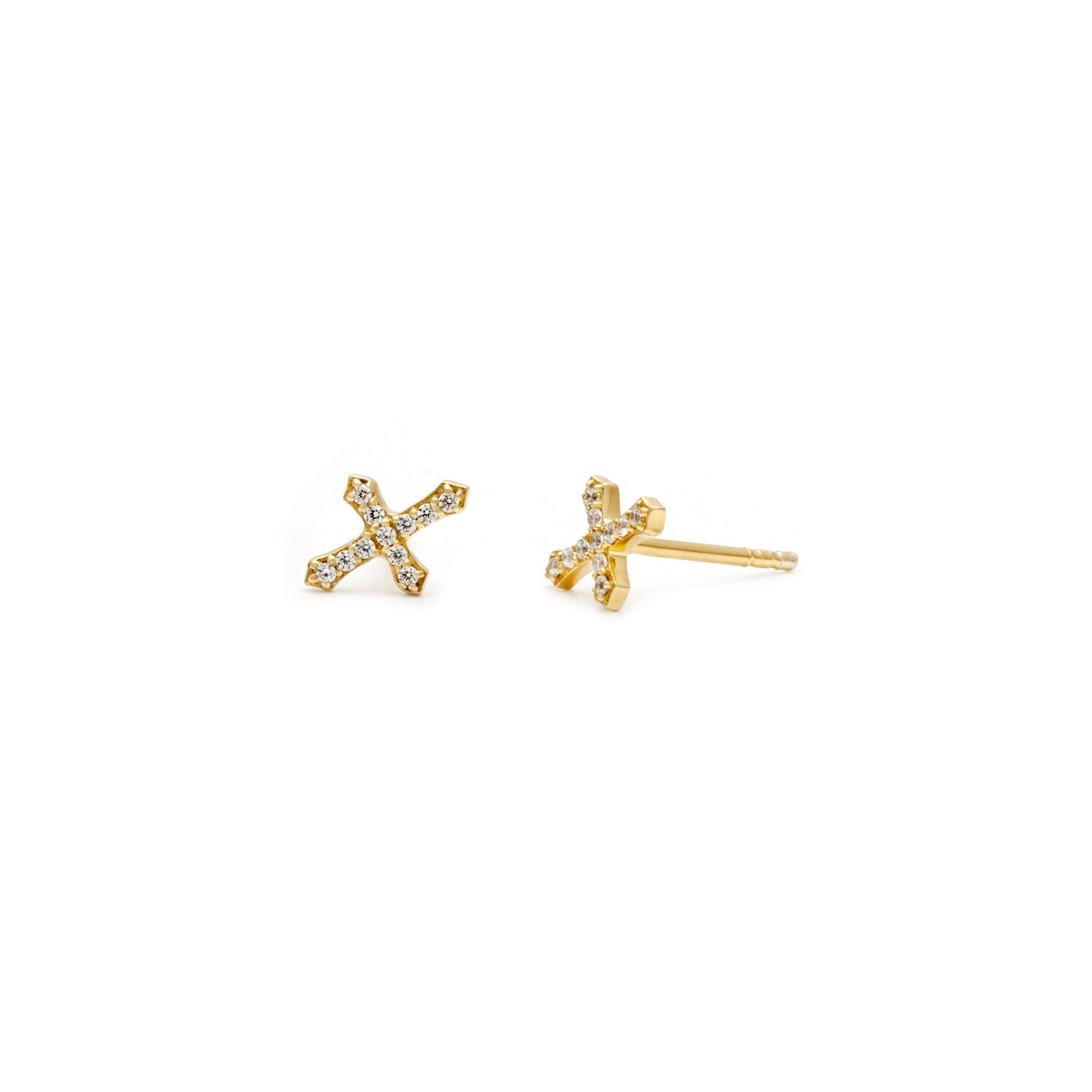 Glittering Pave Cross Studs