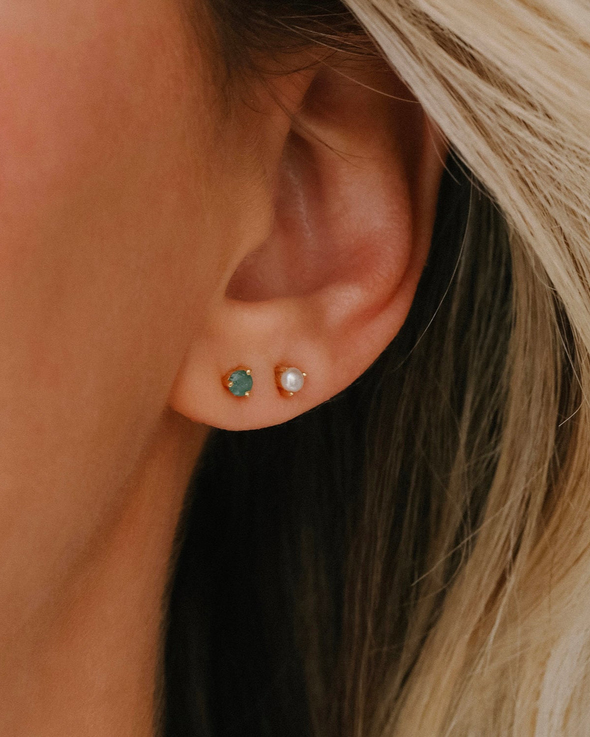 Emerald Birthstone Studs