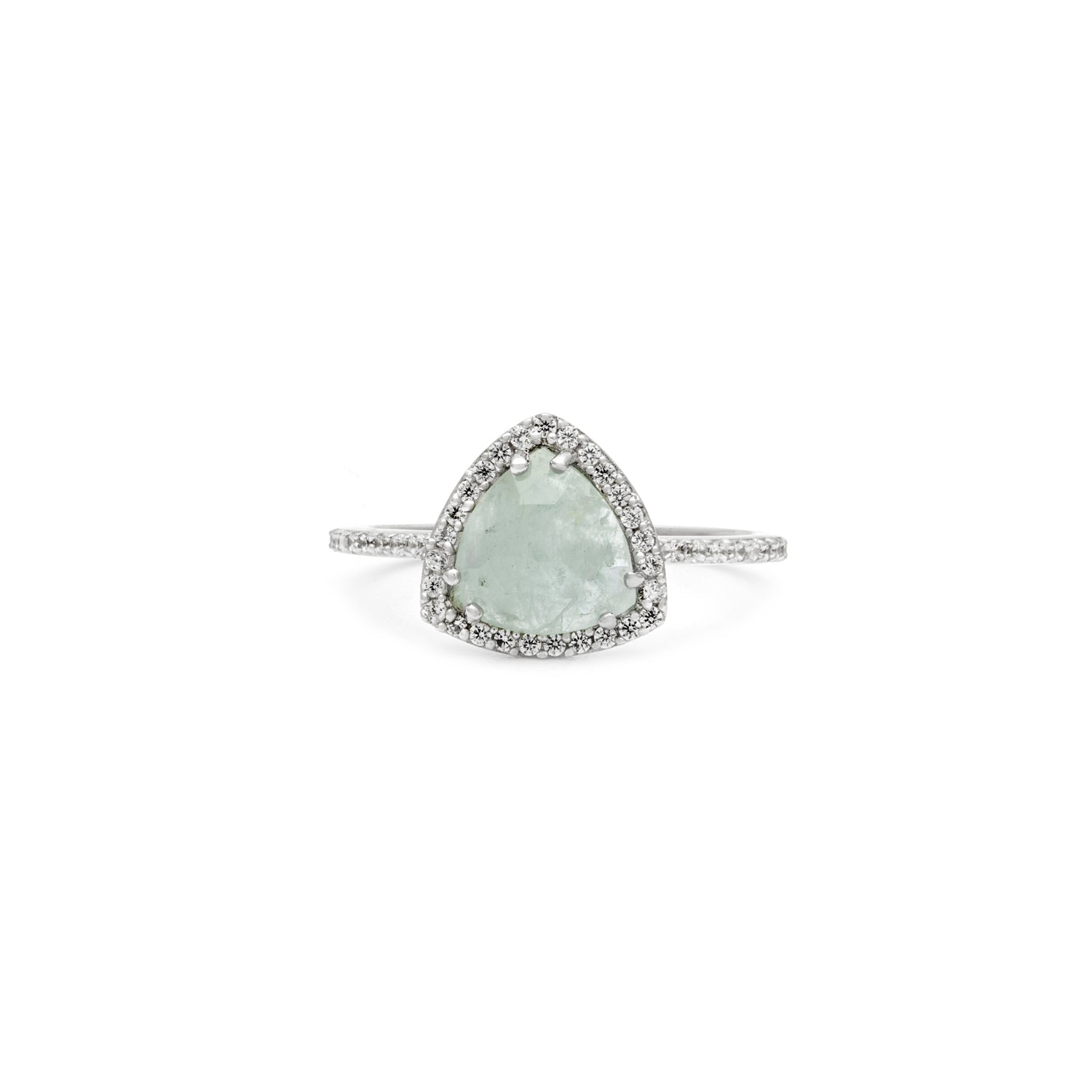 Leah Alexandra aquamarine sterling silver trillion cut gemstone trielle ring