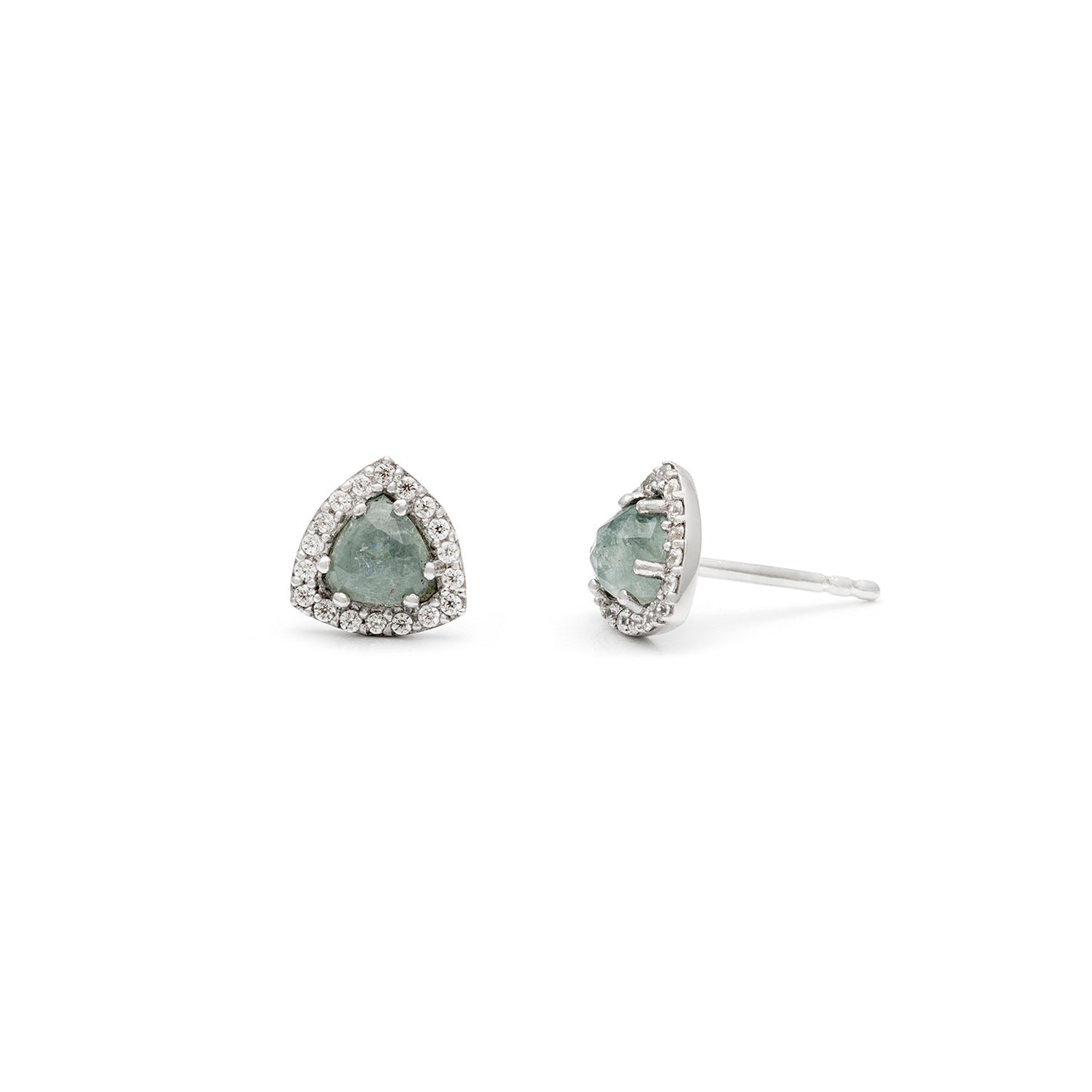 leah alexandra triangle aquamarine sterling silver diamond pave studs