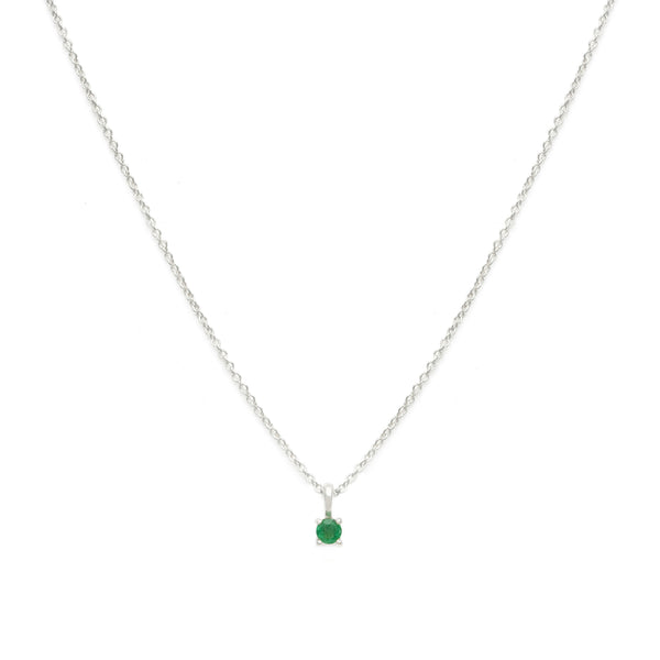 Birthstone Necklace | Silver & Emerald
