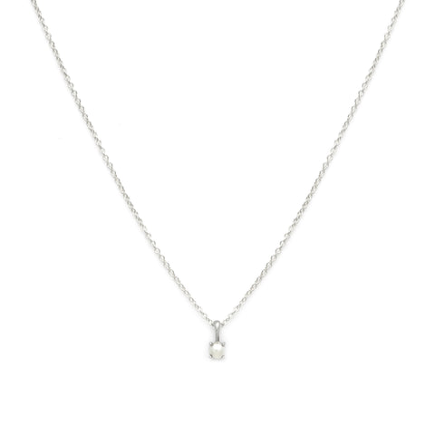 Birthstone Necklace | Silver & Pearl