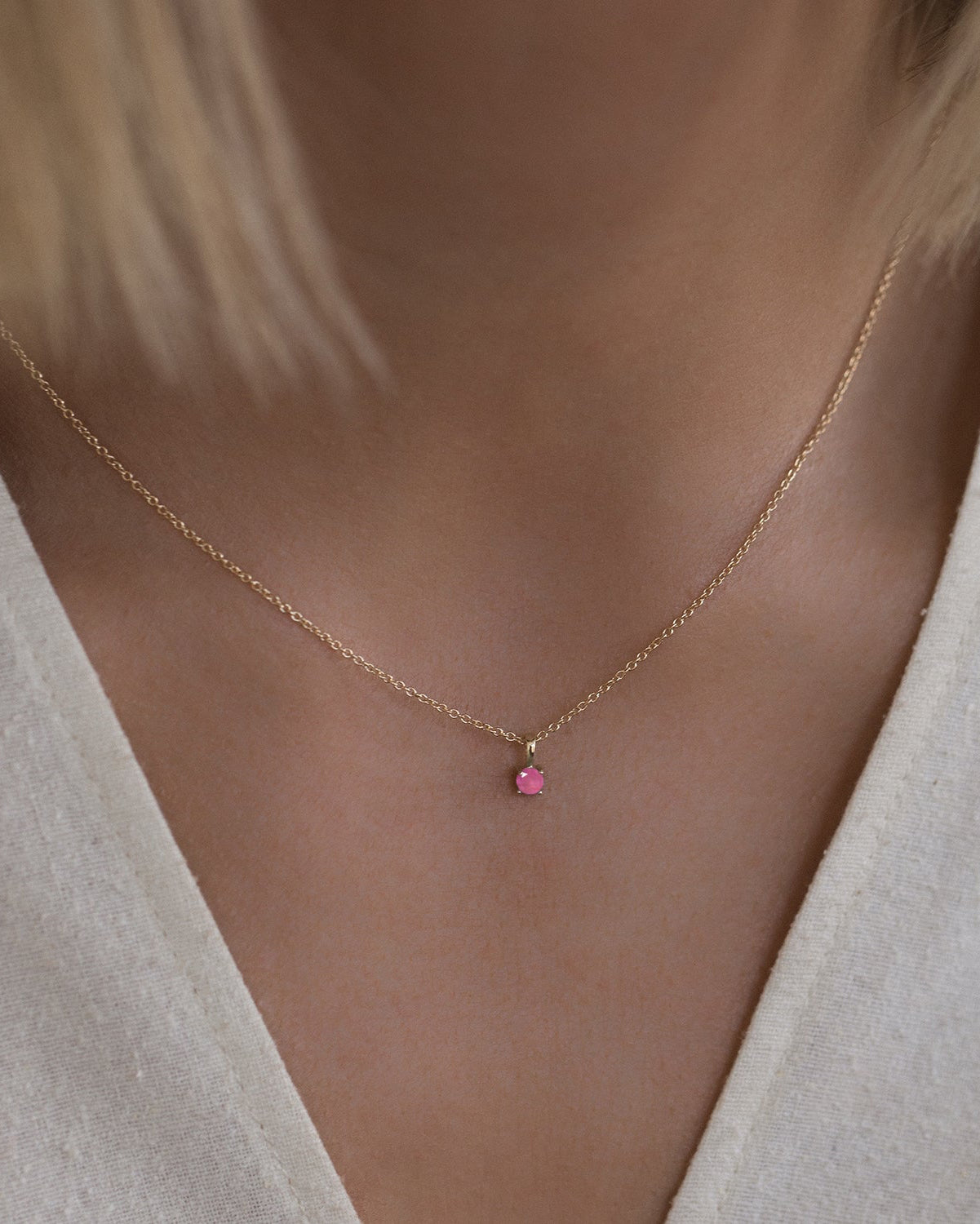 Ruby Birthstone Necklace