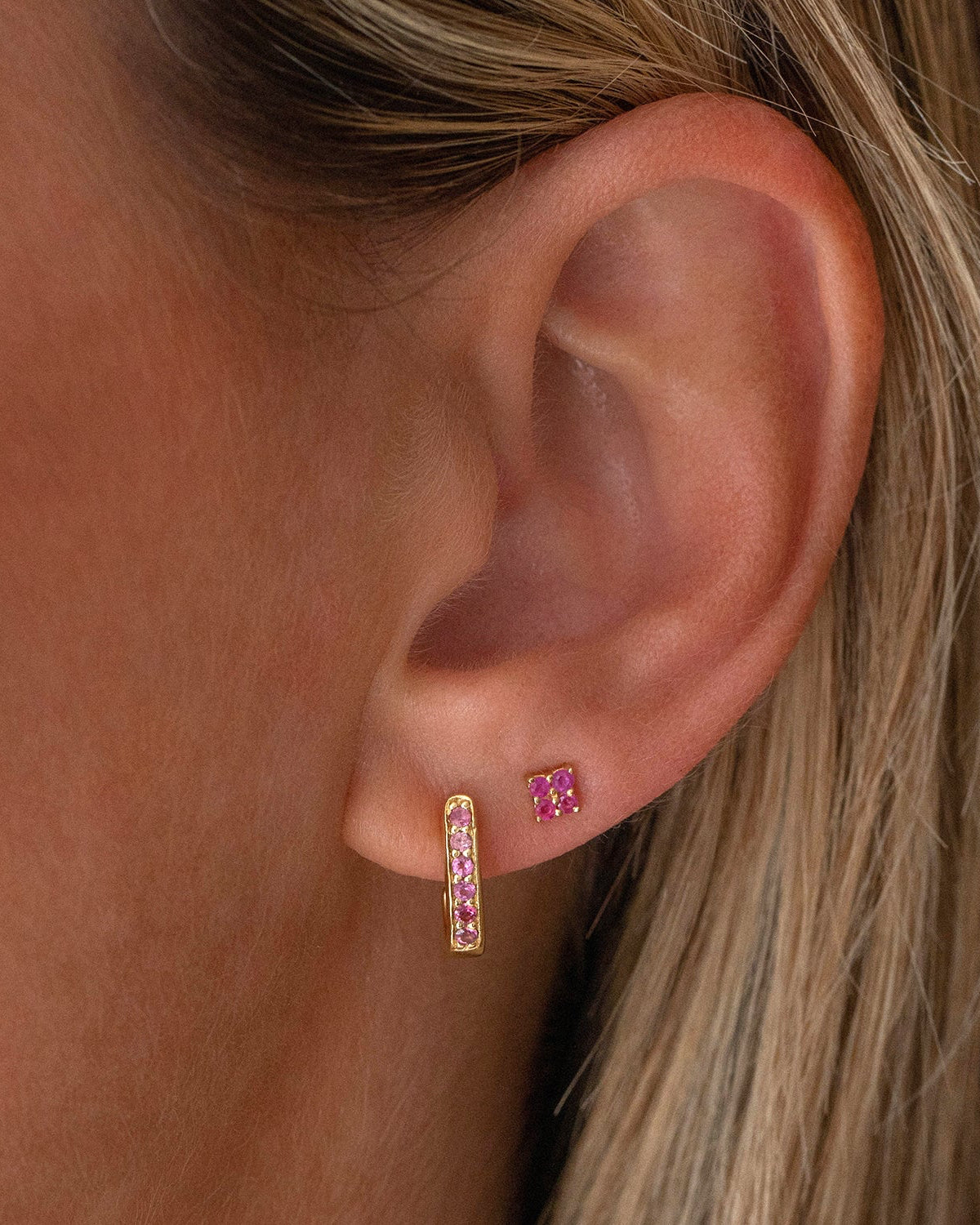 Pink Sapphire Quaditta Studs