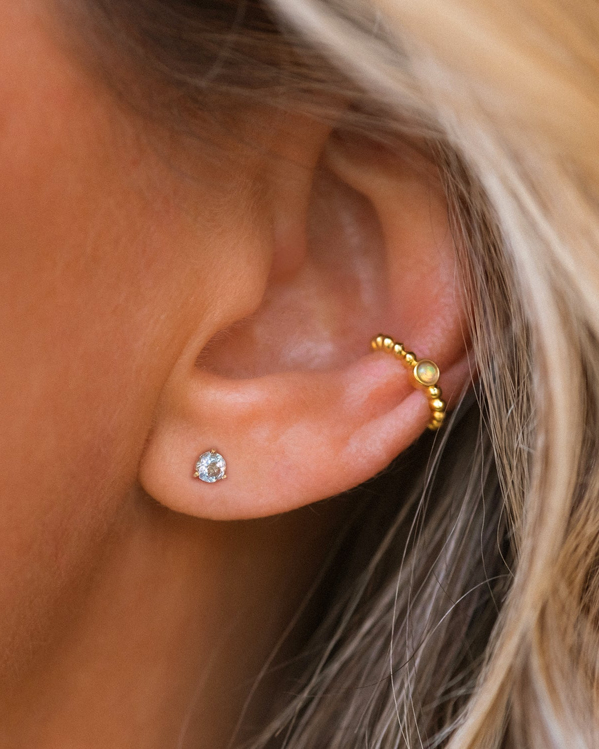 Aquamarine Birthstone Stud