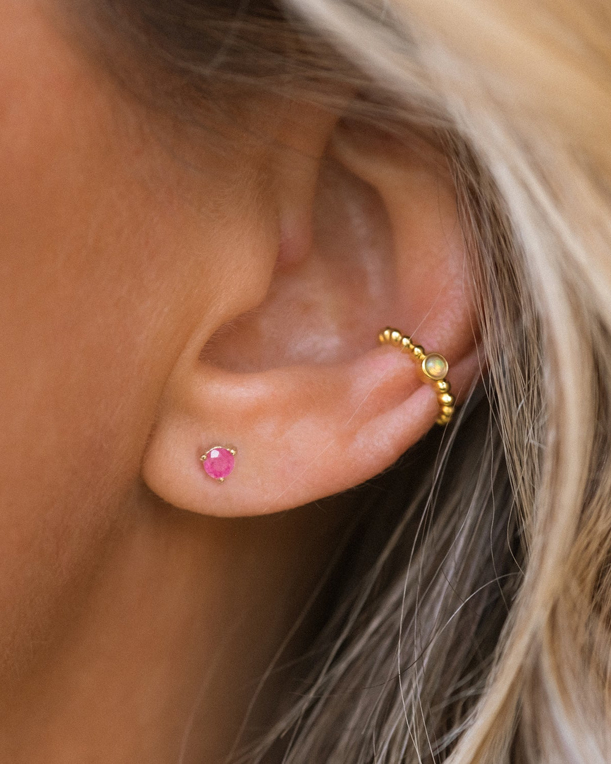 Ruby Birthstone Studs