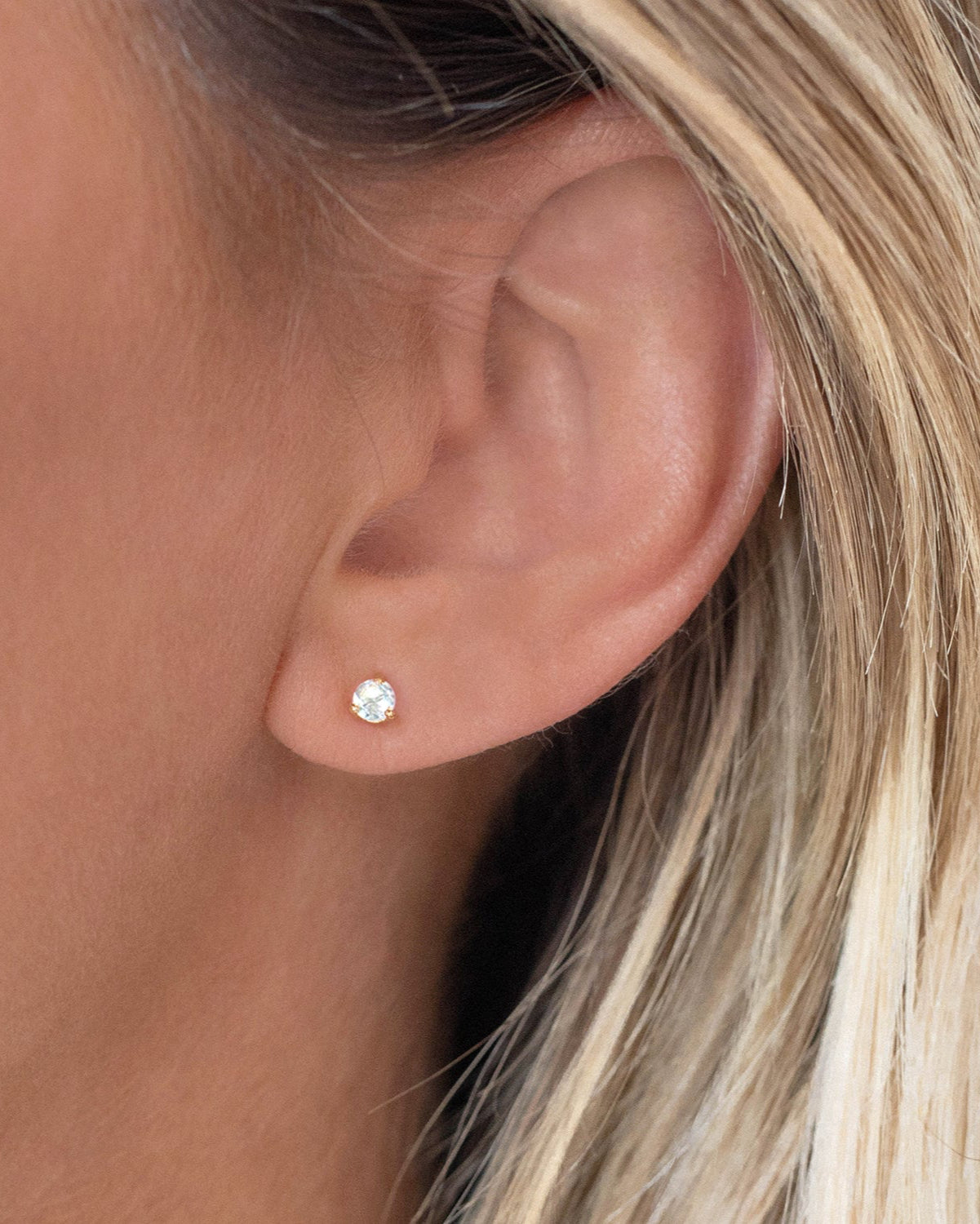 White Topaz Birthstone Studs