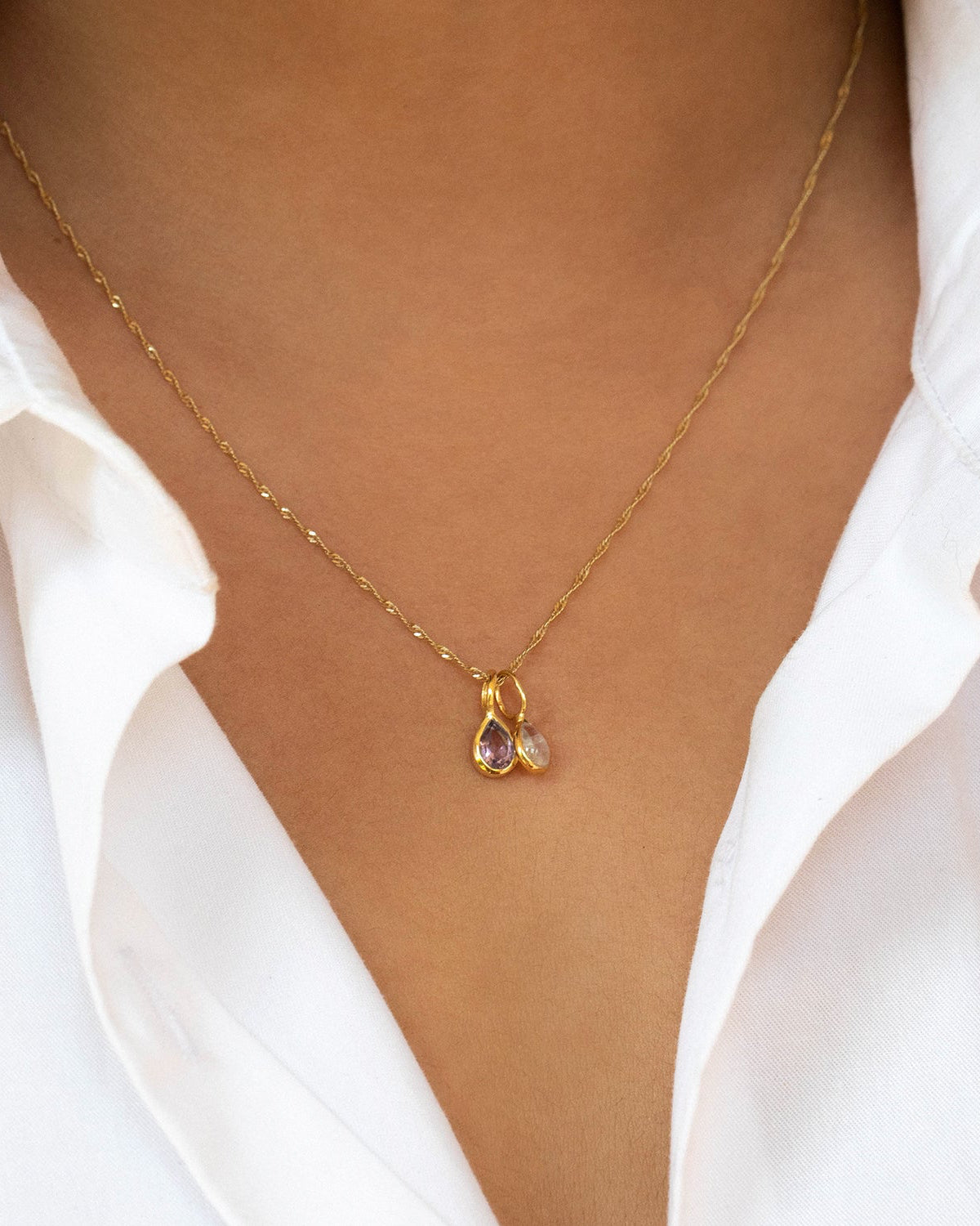 Amethyst Small Teardrop Gem Charm