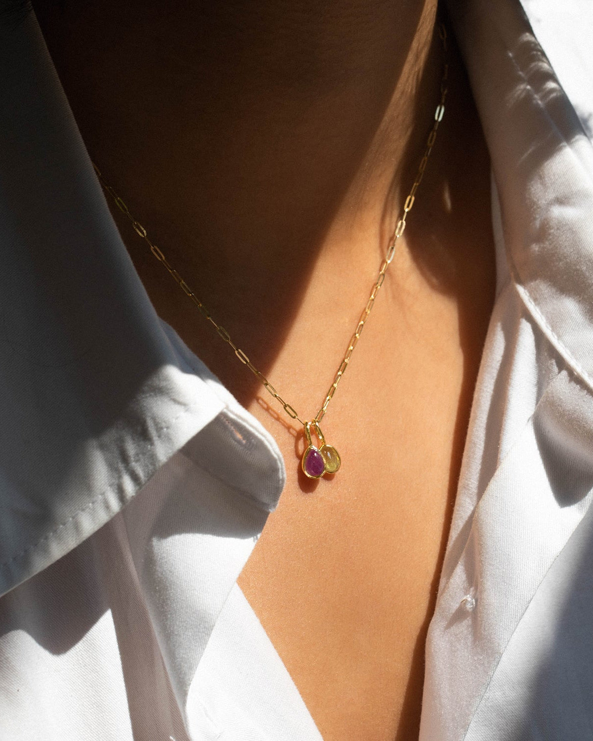 Mauve Sapphire Small Teardrop Gem Charm