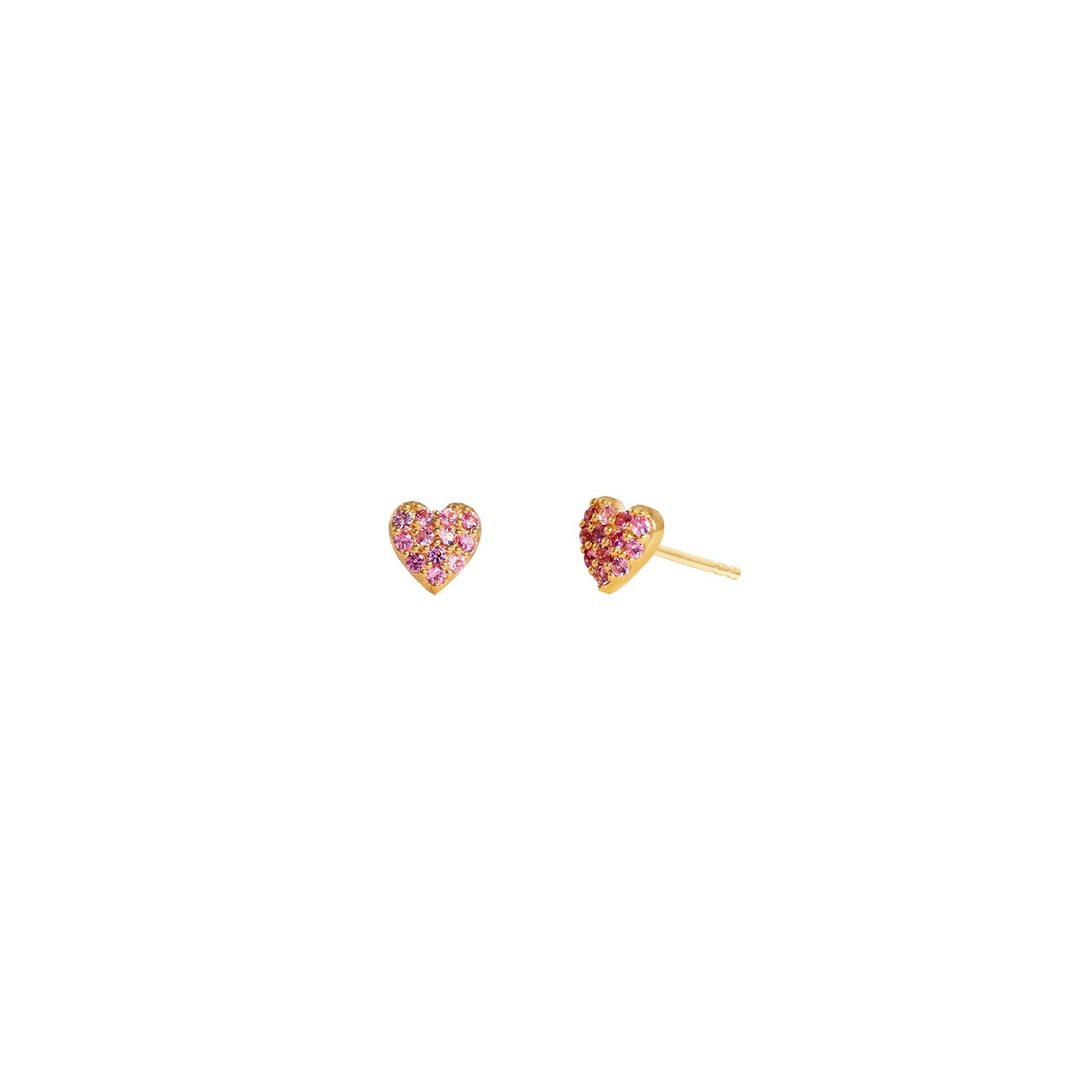 heart studs pink sapphire gold