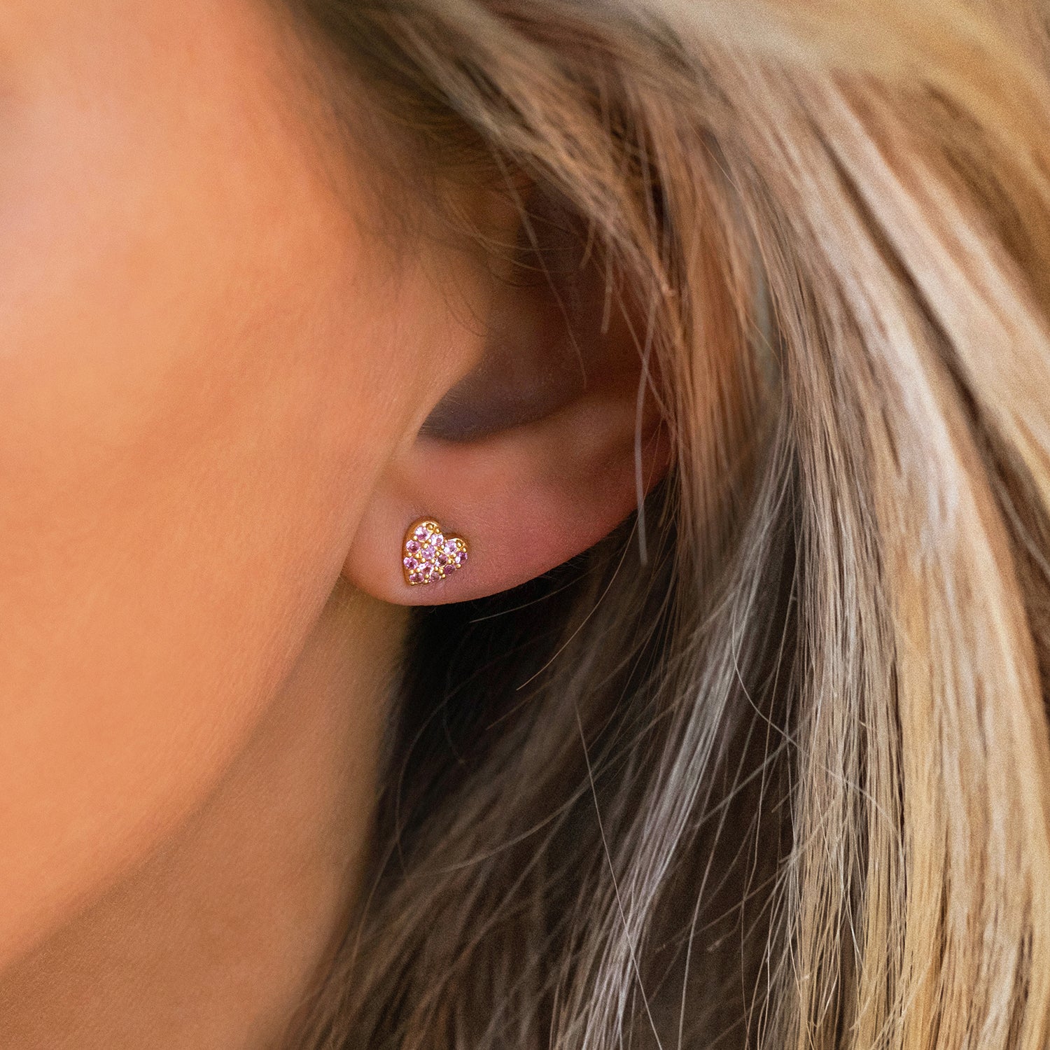 Heart Pave Pink Sapphire Studs