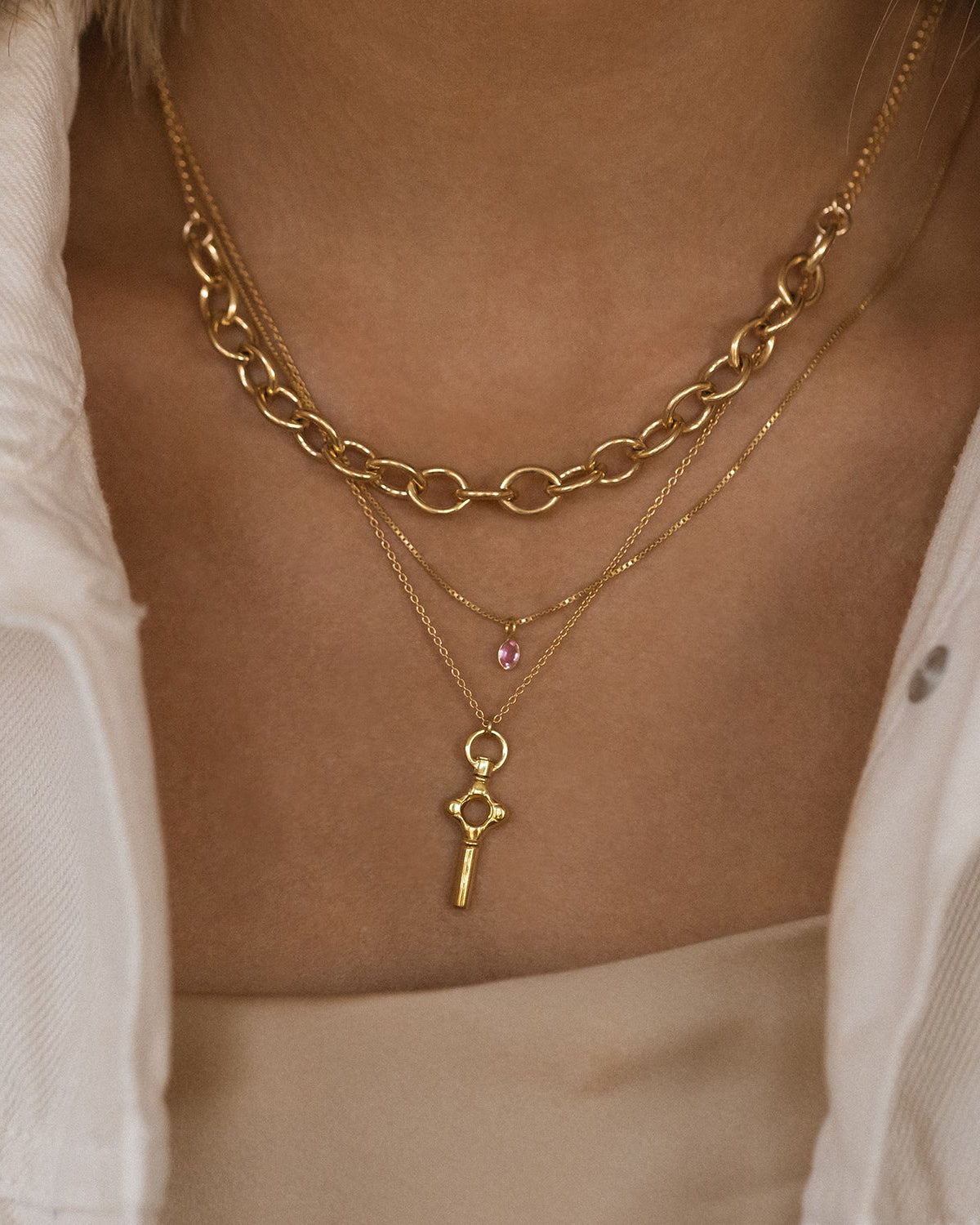 Sofia Slice Pink Sapphire Necklace