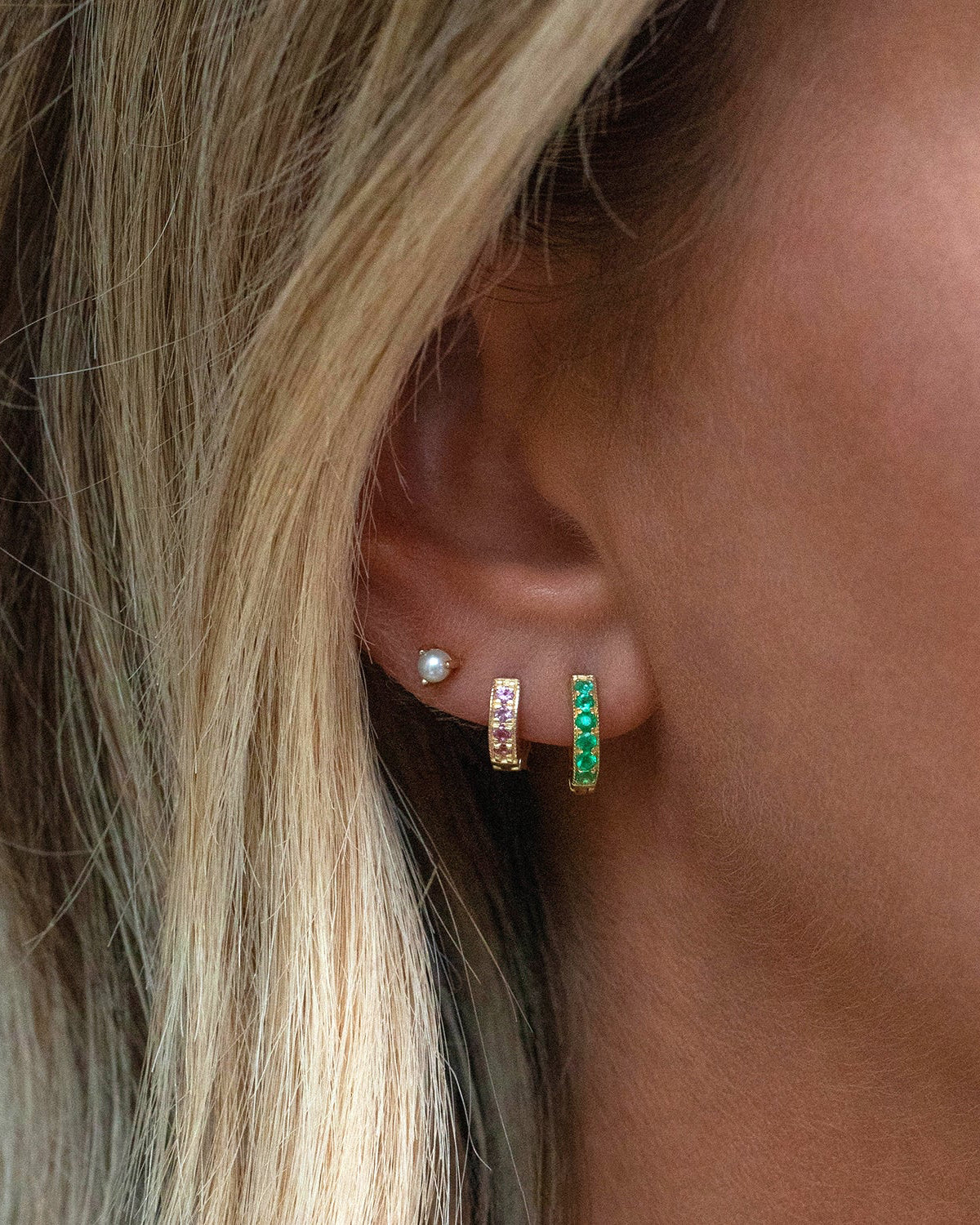 Emerald Pave Huggies