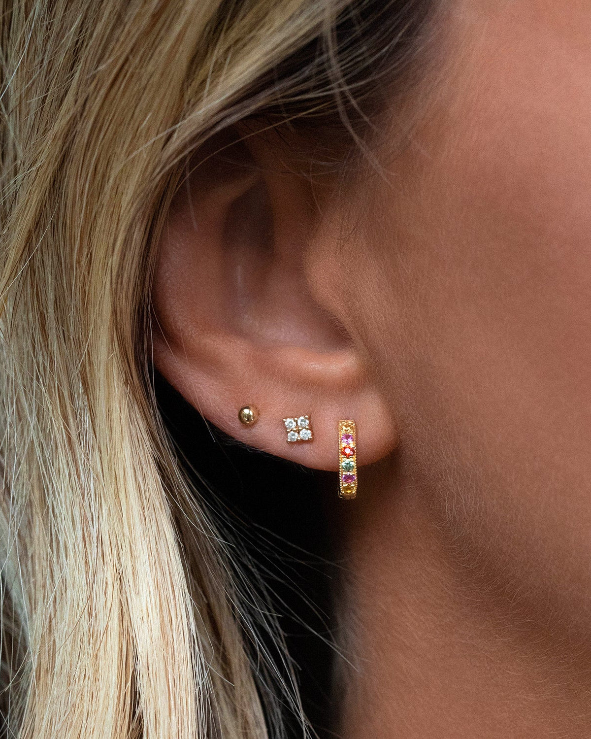 Multi Sapphire Pave Huggies