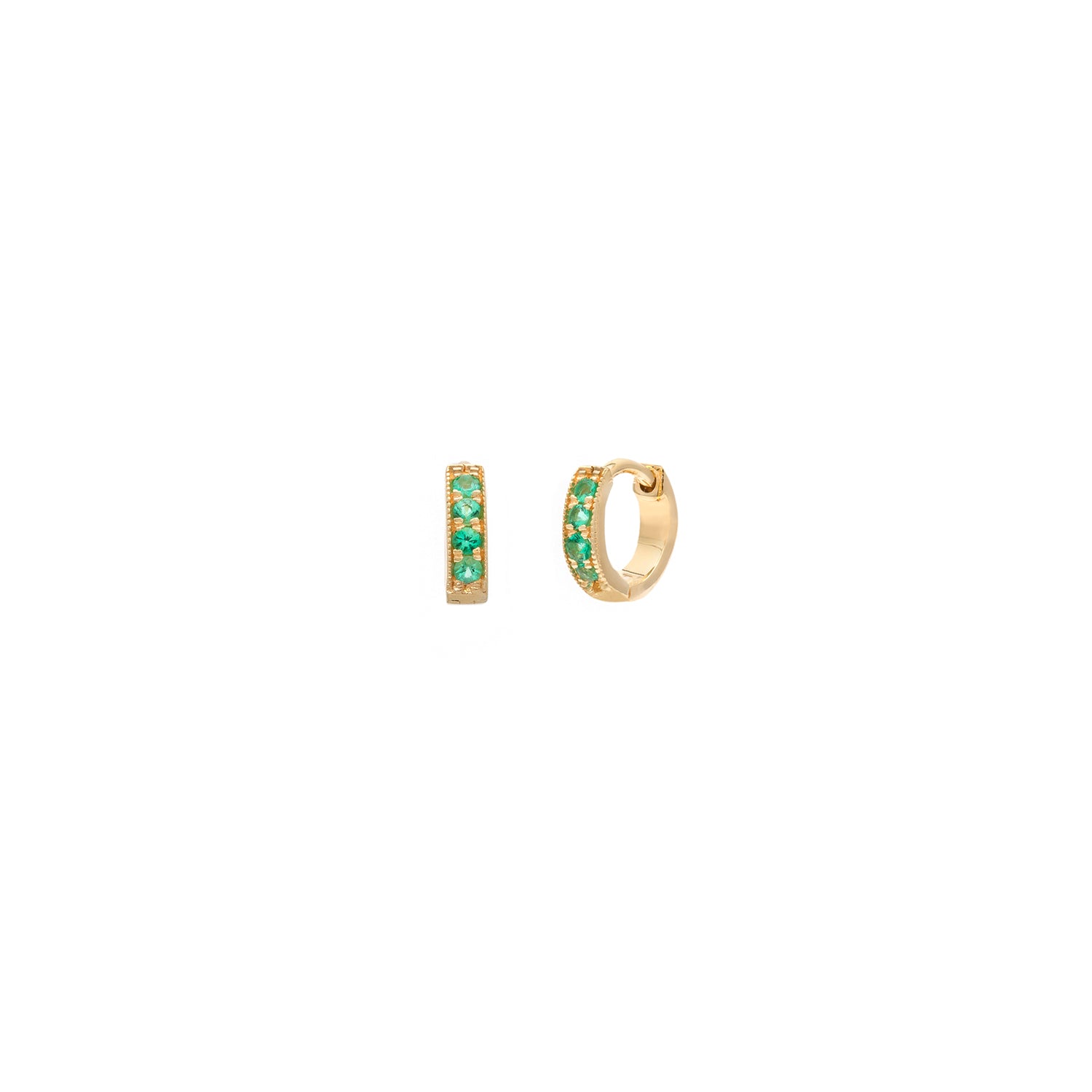 Emerald Pave Mini Huggies