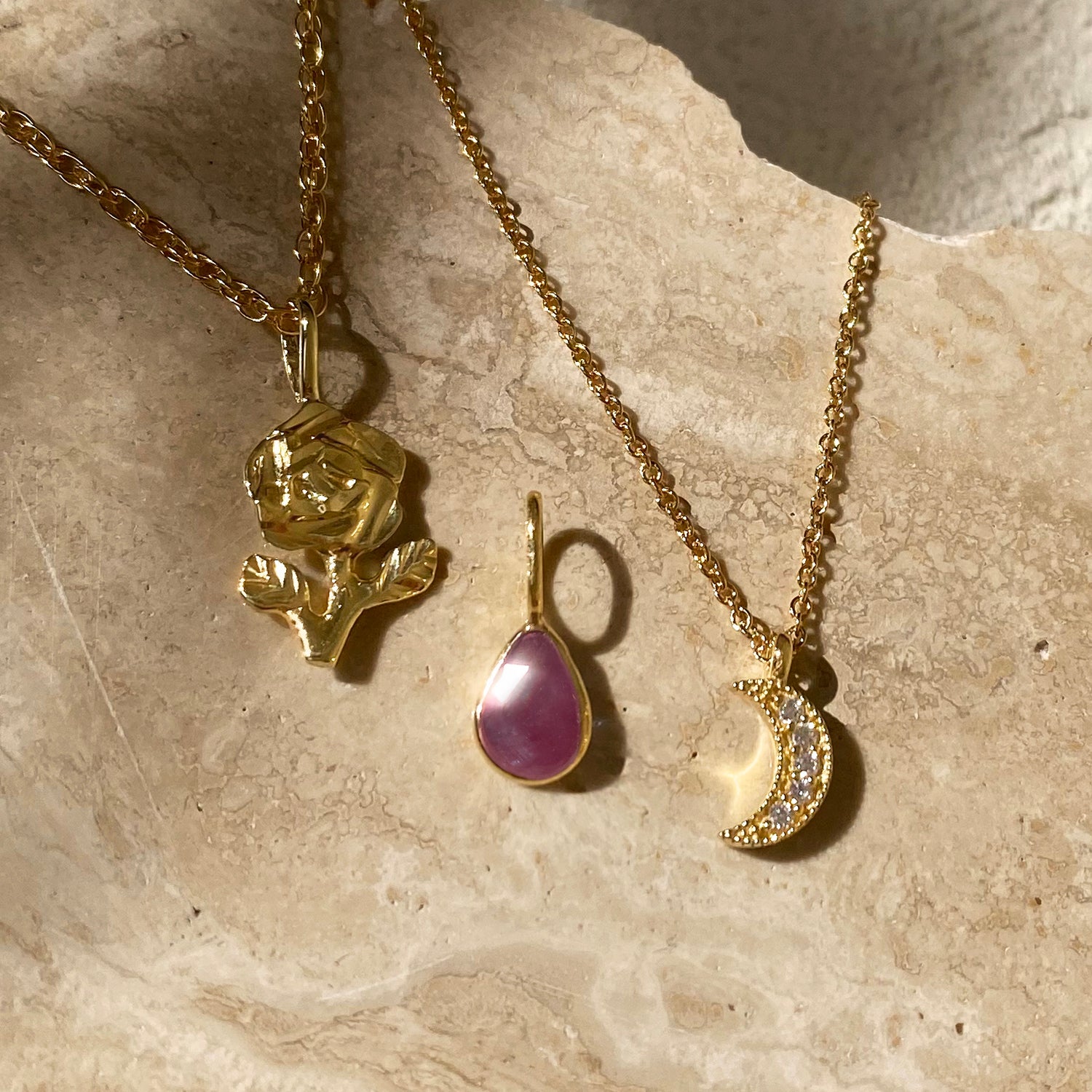 Mauve Sapphire Small Teardrop Gem Charm