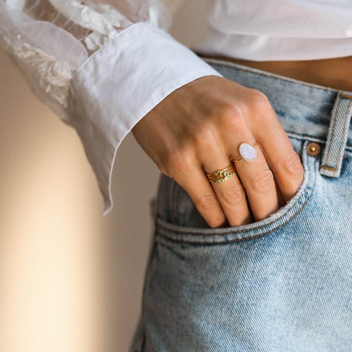 Selena Slice Moonstone Ring