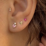 Gem Heart Studs | 10K Gold & Pink CZ