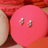 Gem Heart Studs | 10K Gold & Pink CZ