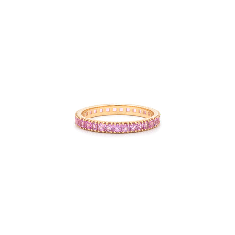 Baguette Eternity Ring | 14k Gold & Pink Sapphire