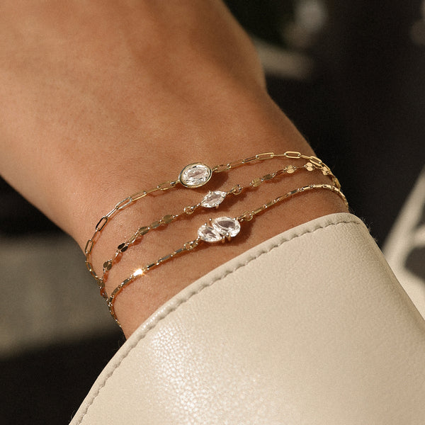 Bezel Oval Bracelet | White Topaz & Silver