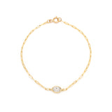 Bezel Oval Bracelet | 14K Gold & White Topaz