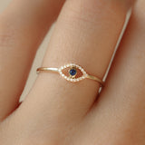 Evil Eye Ring | 14k Gold, Sapphire & Diamond