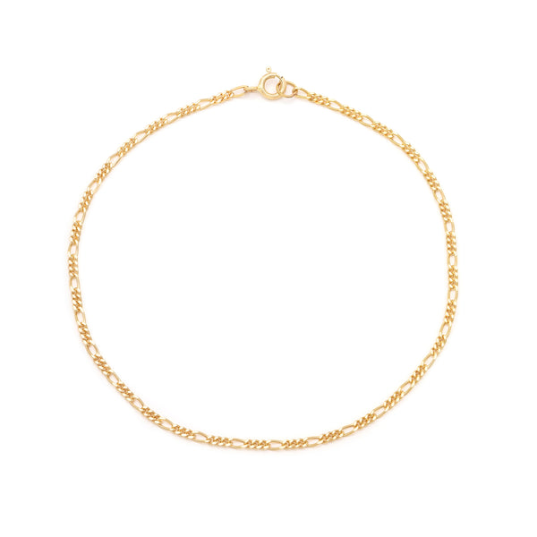 Figaro Chain Bracelet | Solid 14k Gold