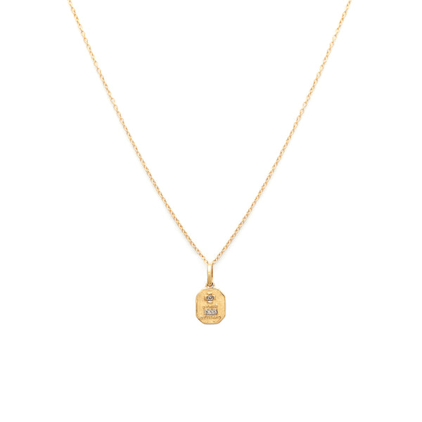 Love Token Necklace Square | 14k Gold & Diamond