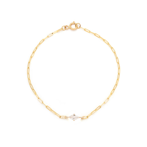 Marquise Bracelet | 14K Gold & White Topaz