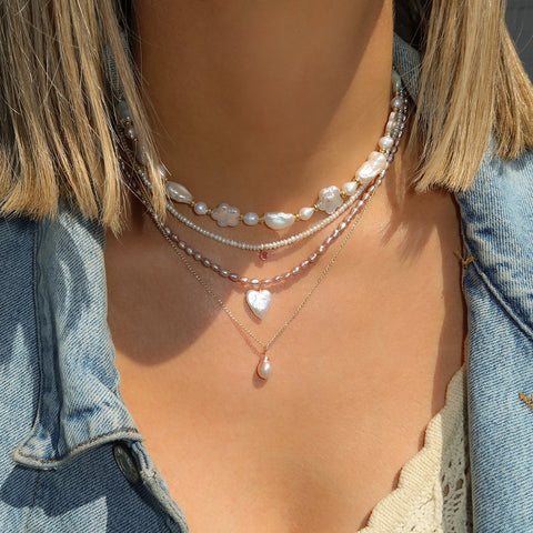 Minori Necklace | 14K Gold, Pearl & Pink Sapphire