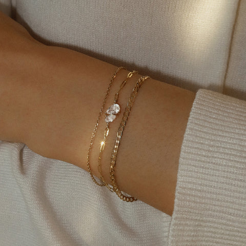 Toi Et Moi Bracelet | 14K Gold & White Topaz