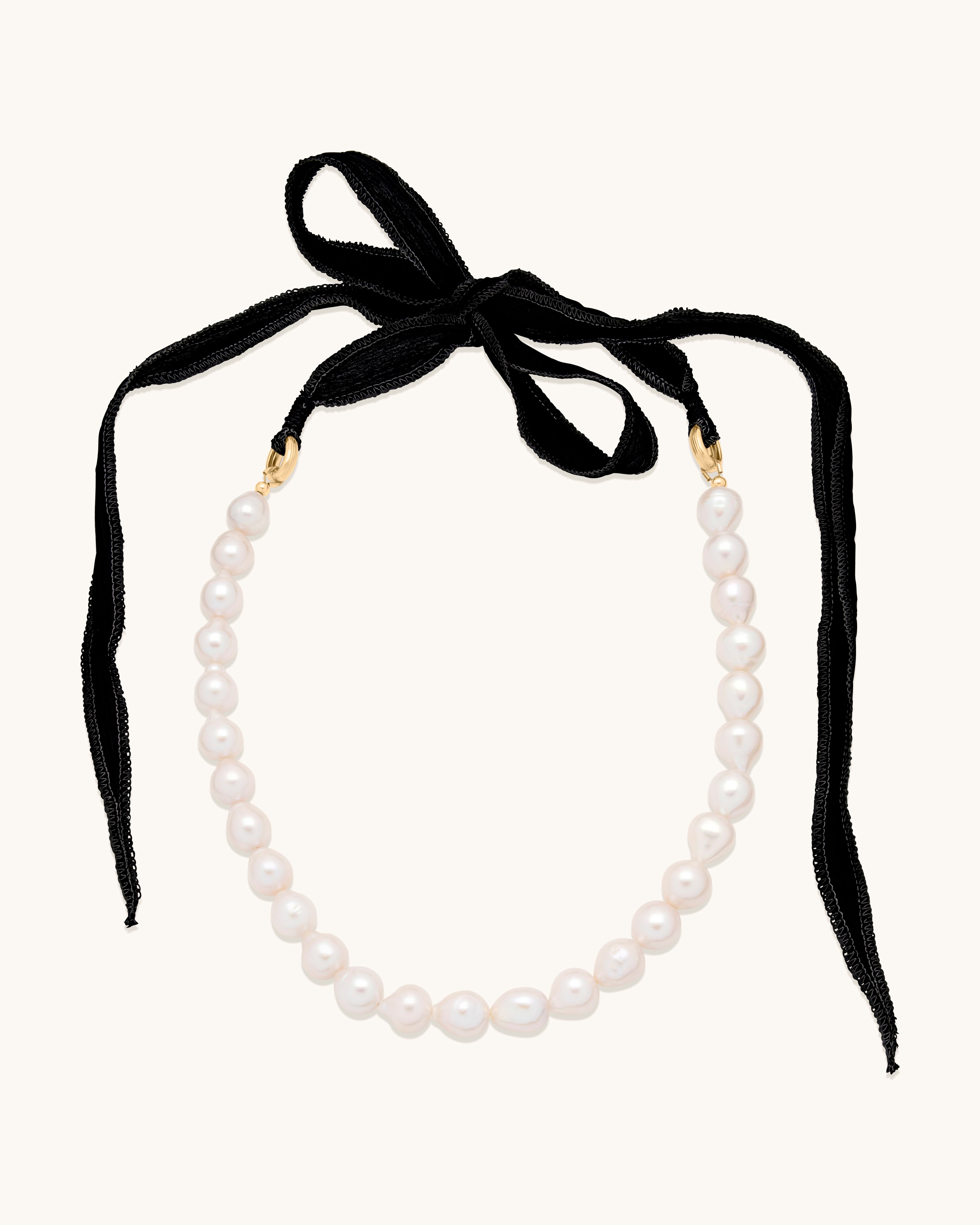 Black Silk Bow Necklace