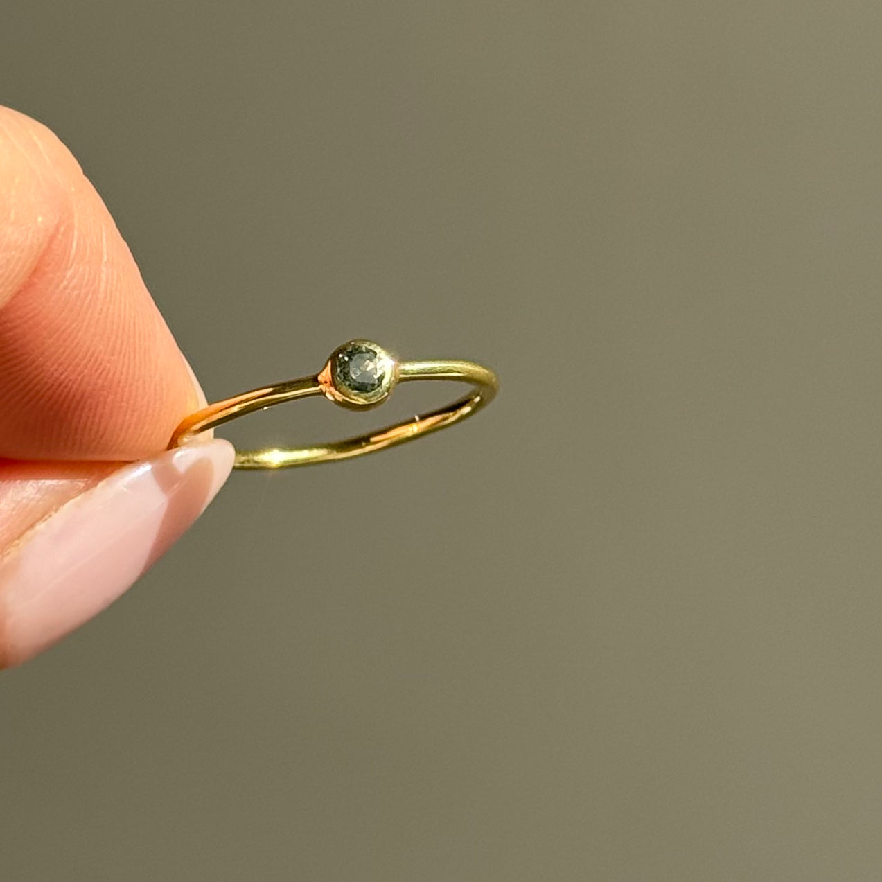 Petite Round Green Sapphire Ring