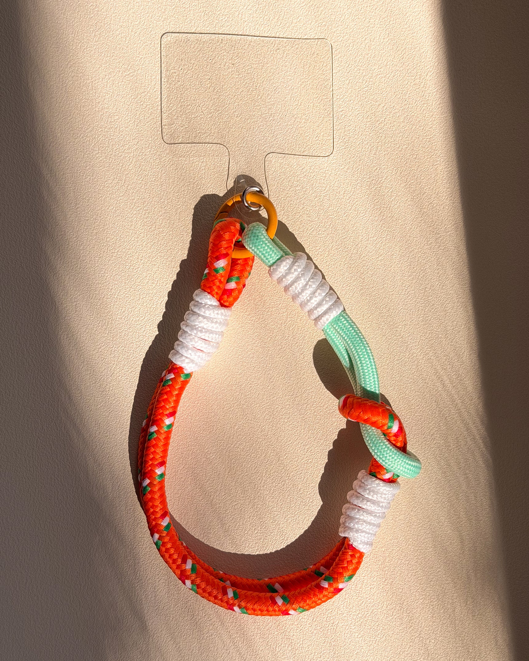 Braided Aqua & Orange Nylon Phone Wristlet